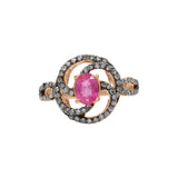 Natural Ruby and Diamond 925 Sterling Silver Designer Ring