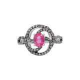 Natural Ruby and Diamond 925 Sterling Silver Designer Ring