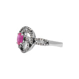 Natural Ruby and Diamond 925 Sterling Silver Designer Ring