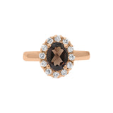 Natural Smokey Quartz and Cubic Zircon 925 Sterling Silver Ring
