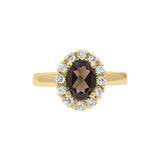 Natural Smokey Quartz and Cubic Zircon 925 Sterling Silver Ring