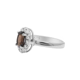 Natural Smokey Quartz and Cubic Zircon 925 Sterling Silver Ring