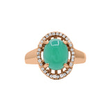 Natural Green Onyx and Cubic Zircon 925 Sterling Silver Ring