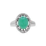 Natural Green Onyx and Cubic Zircon 925 Sterling Silver Ring