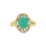 Natural Green Onyx and Cubic Zircon 925 Sterling Silver Ring