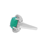 Natural Green Onyx and Cubic Zircon 925 Sterling Silver Ring