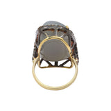 Natural Chalcedony and Diamond 925 Sterling Silver Gold Plated Ring