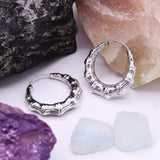 925 Sterling Silver Thick Bamboo Hoops Earring