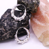 925 Sterling Silver Thick Bamboo Hoops Earring