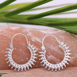 Designer Tribal Hoop 925 Sterling Silver Earrings