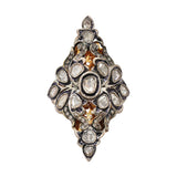 Designer Polki Diamond 925 Sterling Silver Gold Plated Ring