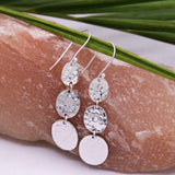 925 Sterling Silver Hippie Style Hammered Style Long Earrings