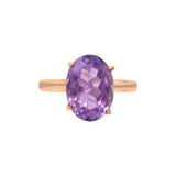 Natural Oval Amethyst Designer 925 Sterling Silver Ring