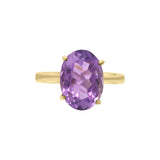 Natural Oval Amethyst Designer 925 Sterling Silver Ring