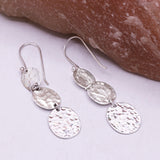 925 Sterling Silver Hippie Style Hammered Style Long Earrings