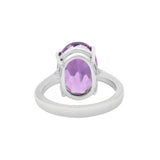 Natural Oval Amethyst Designer 925 Sterling Silver Ring