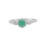 Natural Emerald and Cubic Zircon Designer 925 Sterling Silver Ring