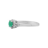 Natural Emerald and Cubic Zircon Designer 925 Sterling Silver Ring