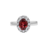 Garnet and Cubic Zircon Designer 925 Sterling Silver Ring