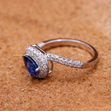 Unique Natural Blue Sapphire Gemstone With Diamond 18k White Gold Ring