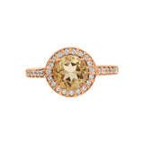 Designer Citrine and Cubic Zircon 925 Sterling Silver Gold Plated Ring