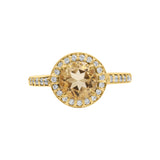 Designer Citrine and Cubic Zircon 925 Sterling Silver Gold Plated Ring