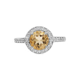 Designer Citrine and Cubic Zircon 925 Sterling Silver Gold Plated Ring