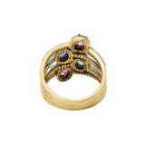 Pink And Blue Sapphire, Ruby, Emerald Gemstone With Diamond 925 Silver Ring