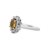 Natural Oval Citrine and Cubic Zircon 925 Sterling Silver Gold Plated Designer Ring