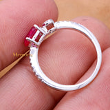 Beautiful Natural Ruby Gemstone With Diamond 18k White Gold Ring