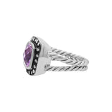 Natural Amethyst and Cubic Zircon 925 Sterling Silver Designer Ring
