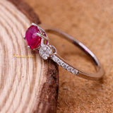 Beautiful Natural Ruby Gemstone With Diamond 18k White Gold Ring