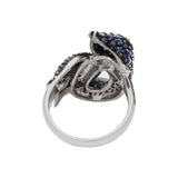 Snake Shaped Blue Sapphire, Ruby Gemstone With Diamond 925 Silver Ring