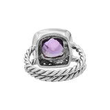 Natural Amethyst and Cubic Zircon 925 Sterling Silver Designer Ring