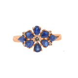 Blue Sapphire and Diamond 925 Sterling Silver Designer Ring