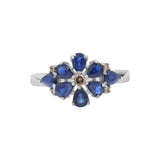 Blue Sapphire and Diamond 925 Sterling Silver Designer Ring