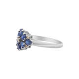 Blue Sapphire and Diamond 925 Sterling Silver Designer Ring