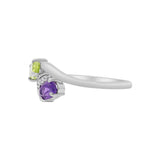 Amethyst, Peridot and Cubic Zircon 925 Sterling Silver Designer Ring