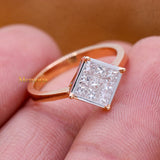 Square Shaped Diamond 18k Rose Gold Ring