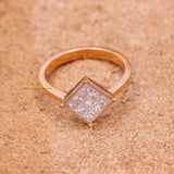 Square Shaped Diamond 18k Rose Gold Ring