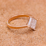 Square Shaped Diamond 18k Rose Gold Ring