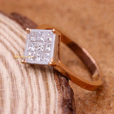 Square Shaped Diamond 18k Rose Gold Ring