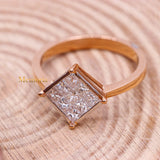 Square Shaped Diamond 18k Rose Gold Ring