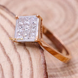 Square Shaped Diamond 18k Rose Gold Ring