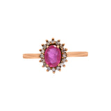 Natural Ruby and Diamond 925 Sterling Silver Gold Plated Designer Ring
