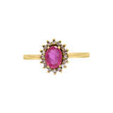 Natural Ruby and Diamond 925 Sterling Silver Gold Plated Designer Ring