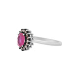 Natural Ruby and Diamond 925 Sterling Silver Gold Plated Designer Ring