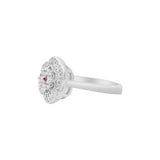 Designer Red and White Cubic Zircon 925 Sterling Silver Gold Plated Ring