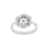 Designer Red and White Cubic Zircon 925 Sterling Silver Gold Plated Ring