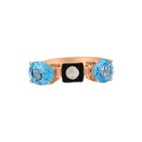 Natural Blue Topaz With Diamond 925 Sterling Silver Gold Plated Ring